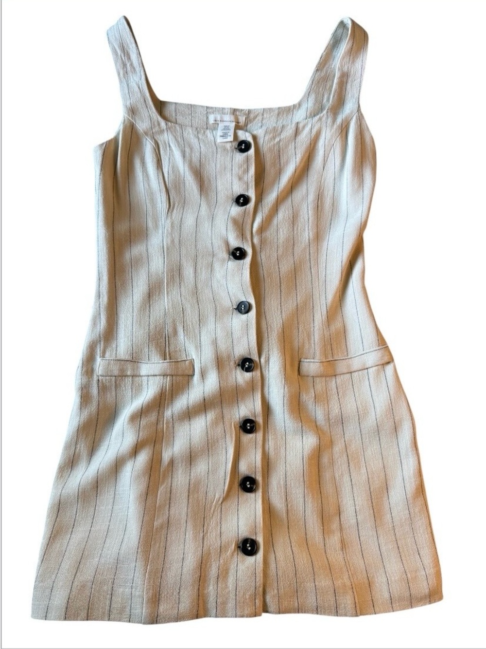 Women’s Cream Pinstripe Button-Front Dress